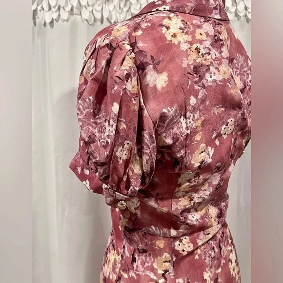 NWT CAROLINE CONSTAS Nancy Floral Silk Puff-Sleeve Maxi Dress Ex Small Authentic - Picture 13 of 16
